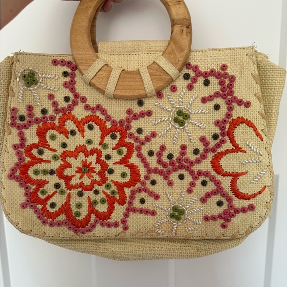 Coldwater Creek Floral Straw Bag - Picture 4 of 7